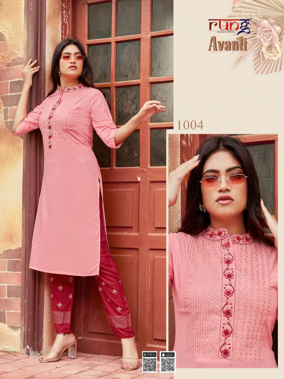 RUNG AVANTI SLUB RAYON KURTI WITH PANT CATALOGUE