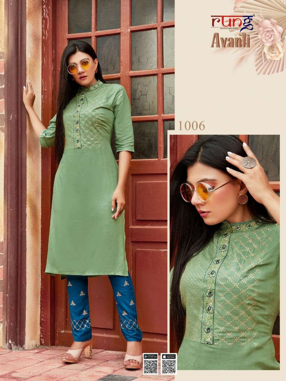 RUNG AVANTI SLUB RAYON KURTI WITH PANT CATALOGUE