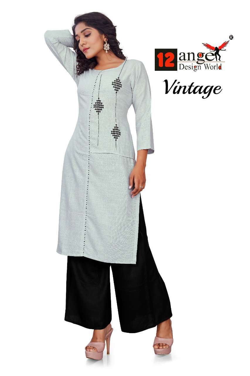 12 angel vintage 14 kg rayon slub kurti with palazzo 