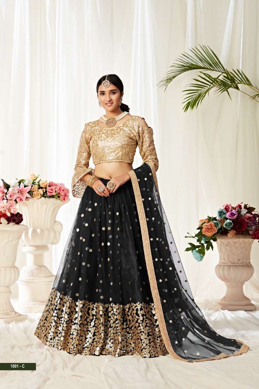 AAWIYA PRESENT AGNILEKHA 101 COLORS BUTTERFULLY NET EMBROIDERED SEMI STITCHED BRIDAL LEHENGA COLLECTION