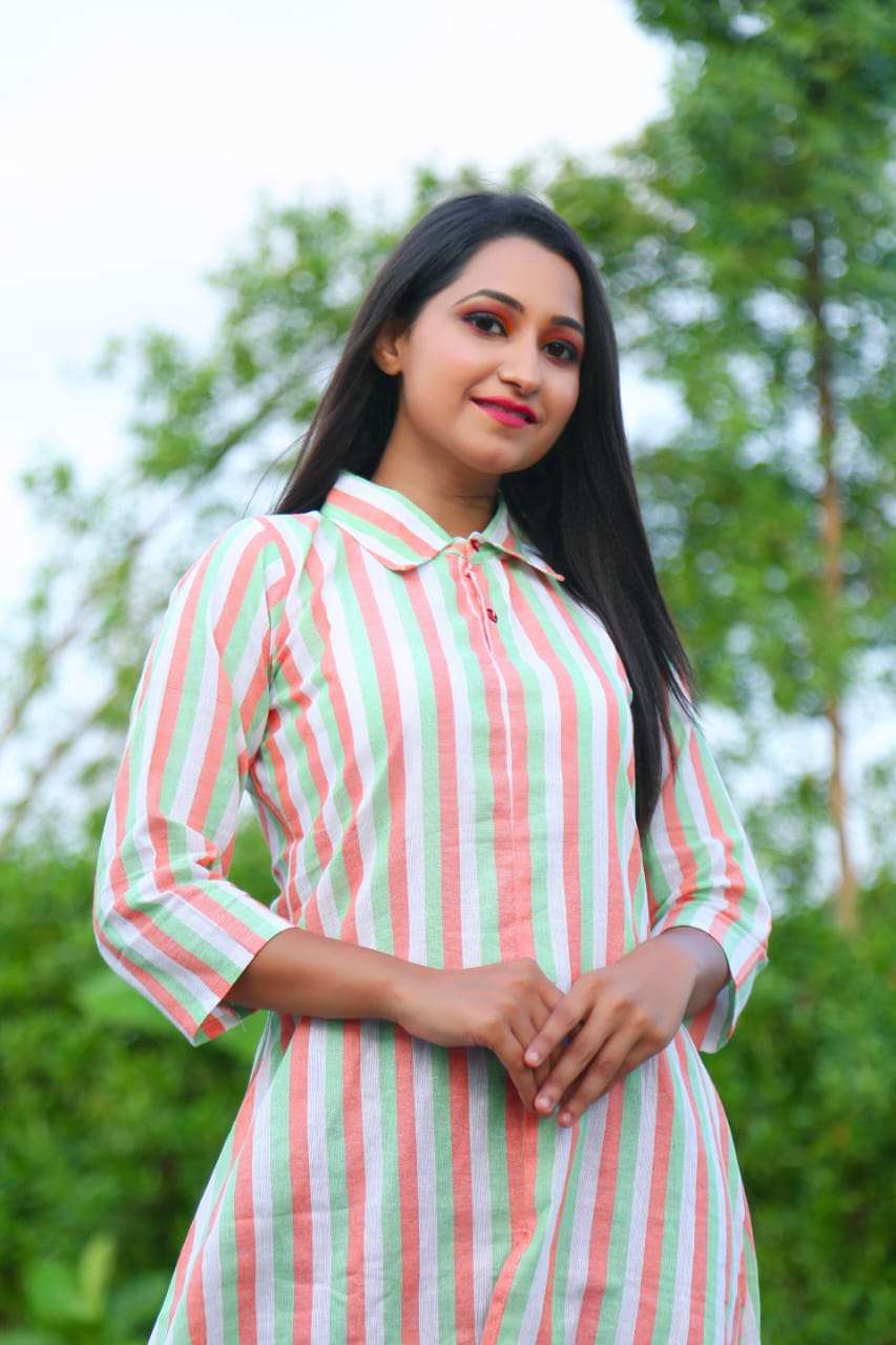 BT-21 DESIGNER PURE SOUTH COTTON SHIRT TYPE KURTI PLAZO SET