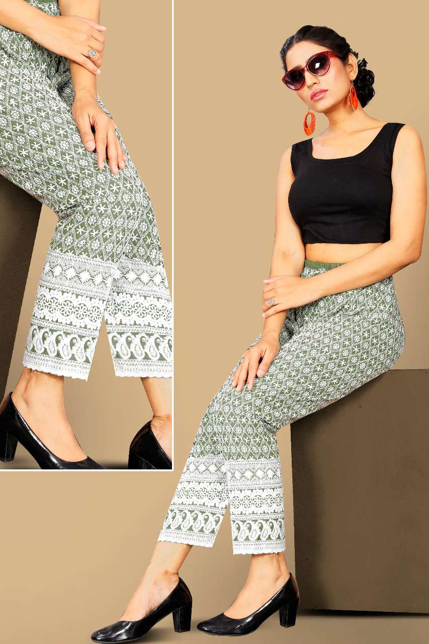 chicken plazo dark colors chikankari cotton palazzo 