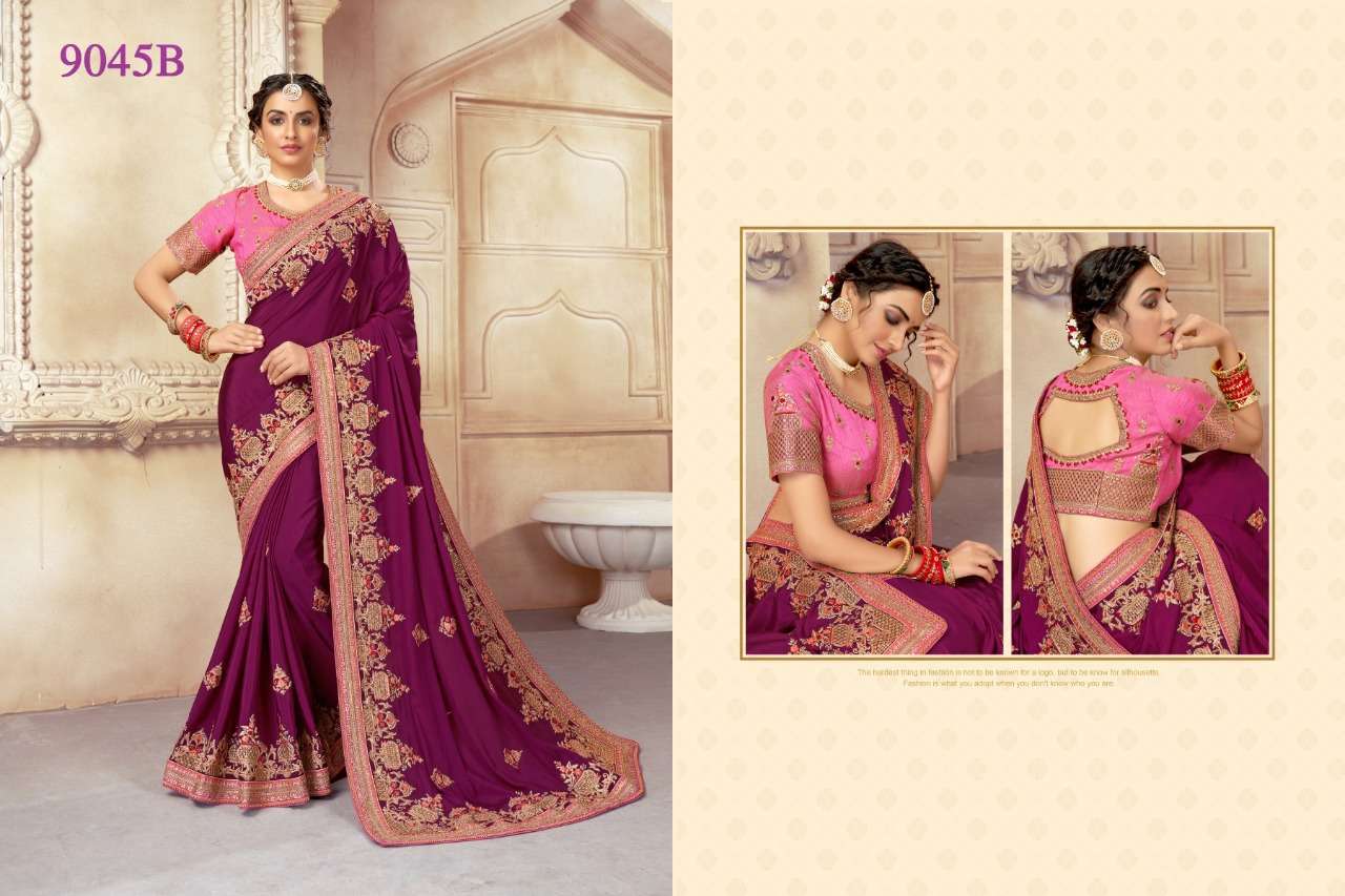 heritage vol 11 series 9045-9049 heavy fancy embroidered saree