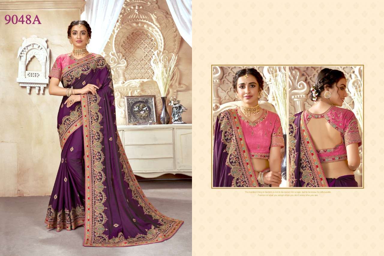 heritage vol 11 series 9045-9049 heavy fancy embroidered saree