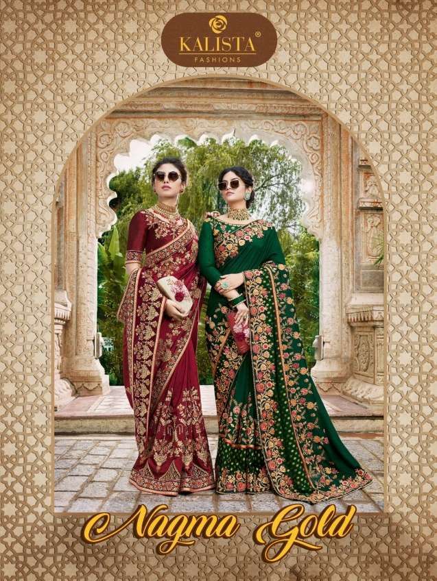 kalista nagma gold series 48537-48542 heavy silk saree