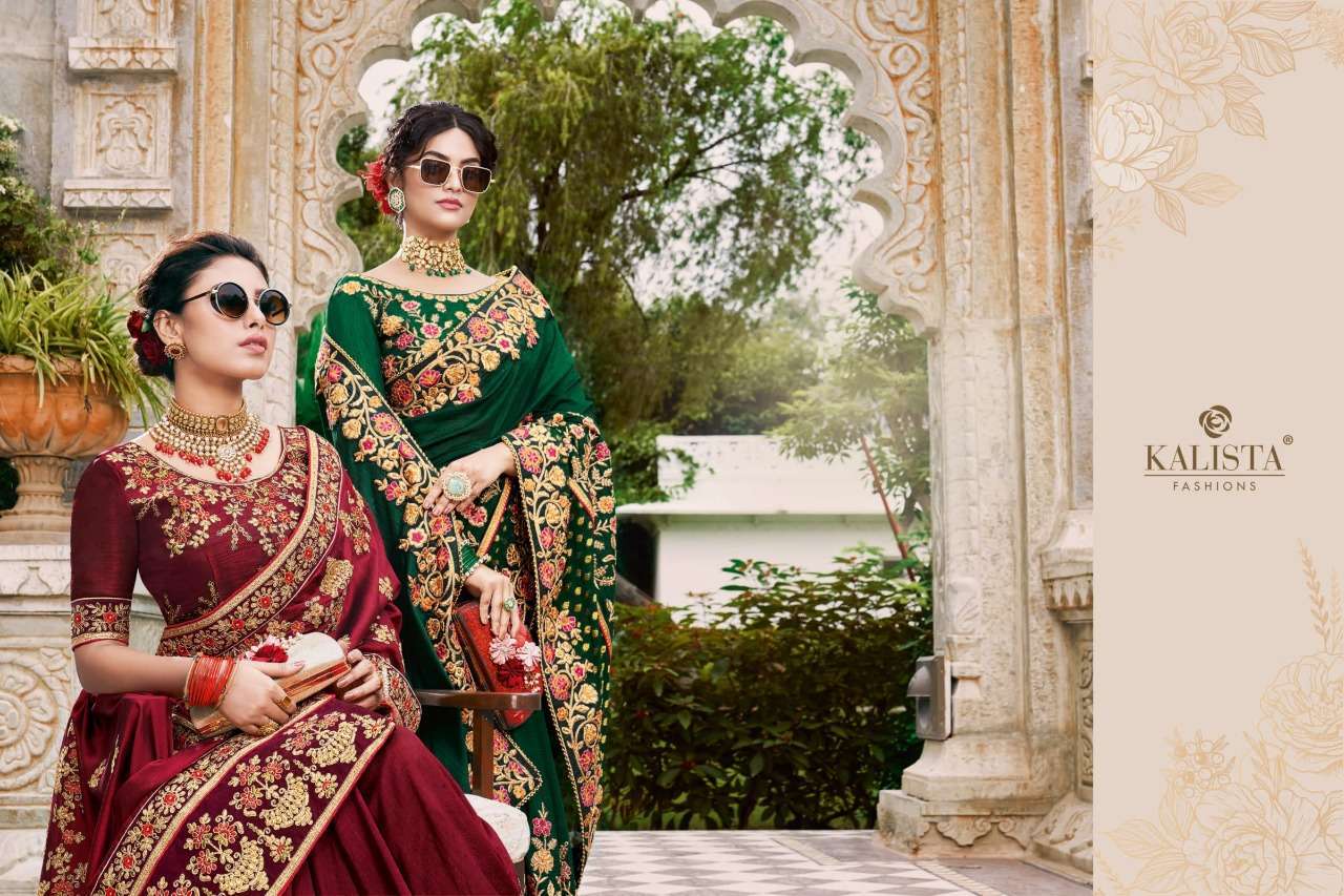 kalista nagma gold series 48537-48542 heavy silk saree