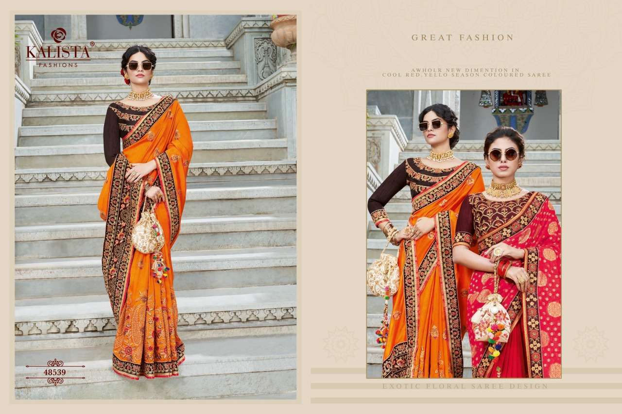 kalista nagma gold series 48537-48542 heavy silk saree