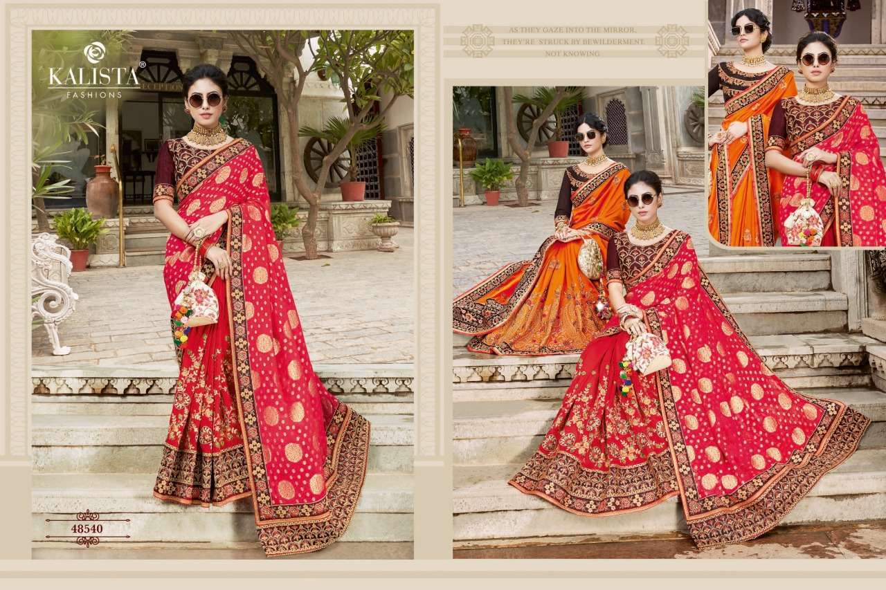 kalista nagma gold series 48537-48542 heavy silk saree