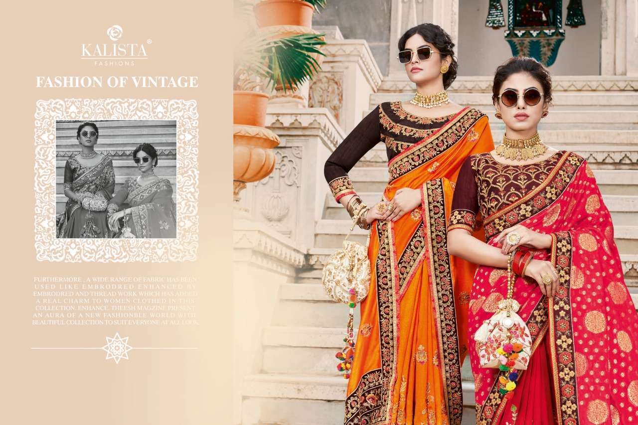 kalista nagma gold series 48537-48542 heavy silk saree