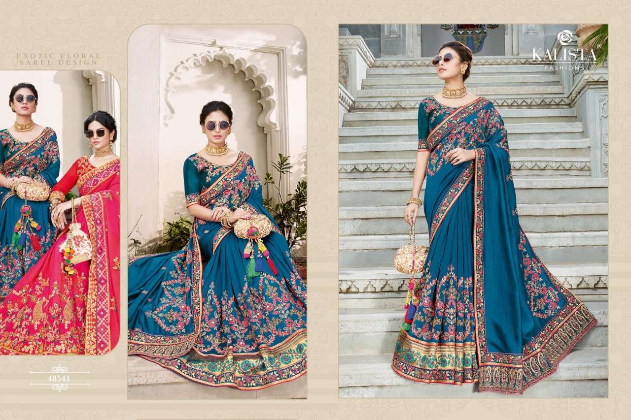 kalista nagma gold series 48537-48542 heavy silk saree