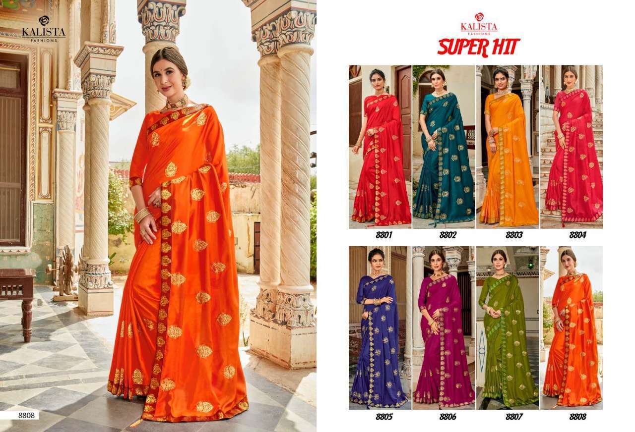 kalista superhit series 8801-8808 pure vichitra silk saree