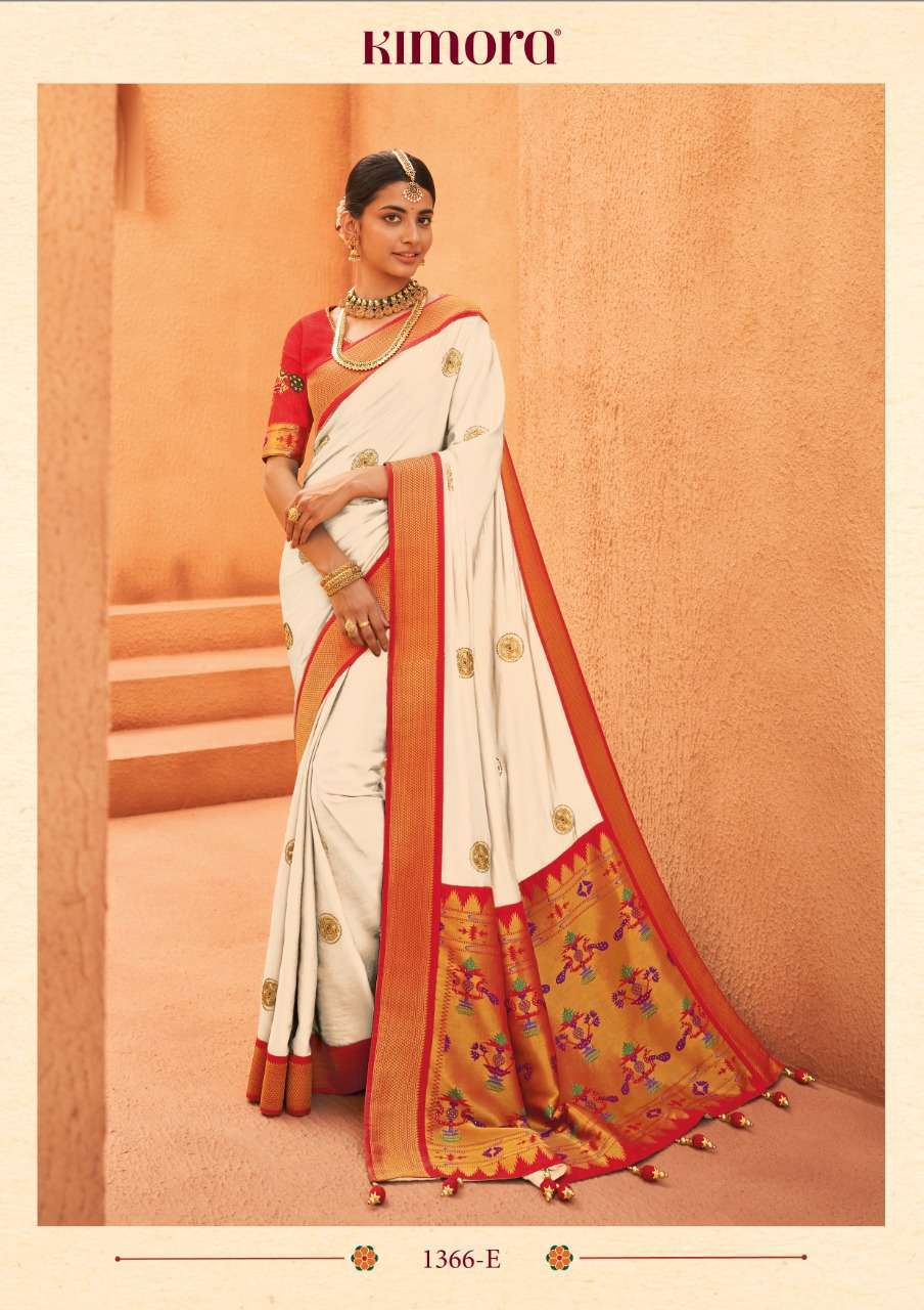 KIMORA FASHION SUNHERI 1366 COLORS EXCLUSIVE SILK SAREE FOR FESTIVE COLLECTION