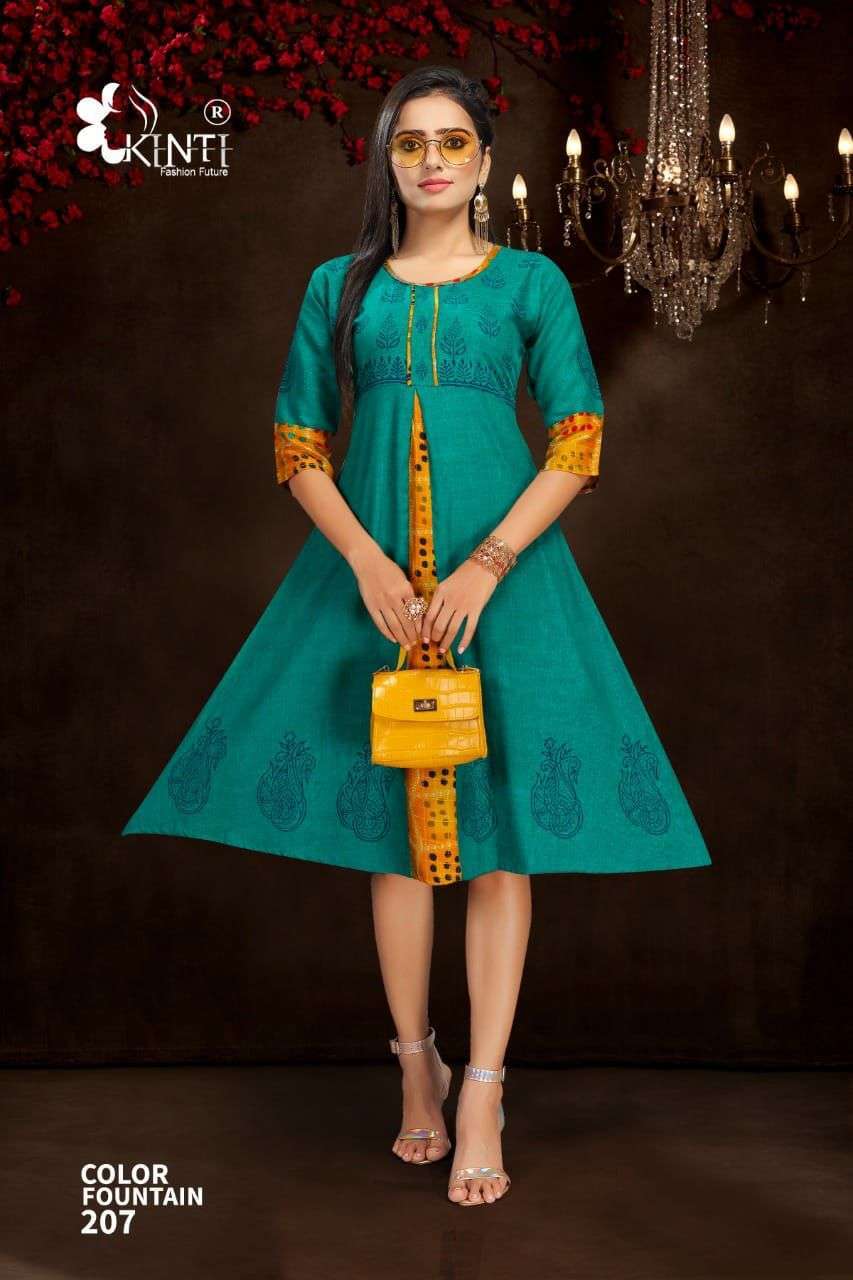 kinti color fountain vol 2 series 201-210 rayon two tone Kurtis