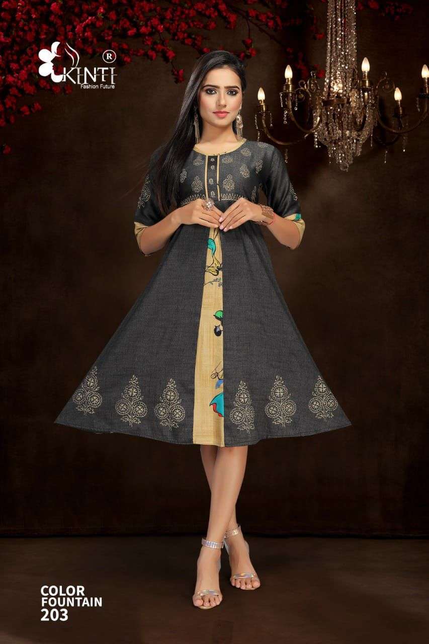 kinti color fountain vol 2 series 201-210 rayon two tone Kurtis