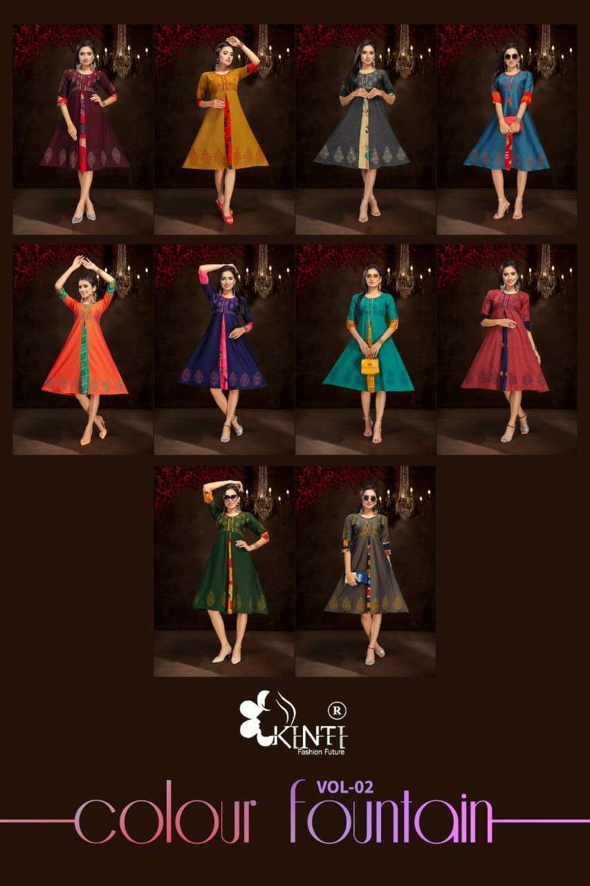 kinti color fountain vol 2 series 201-210 rayon two tone Kurtis