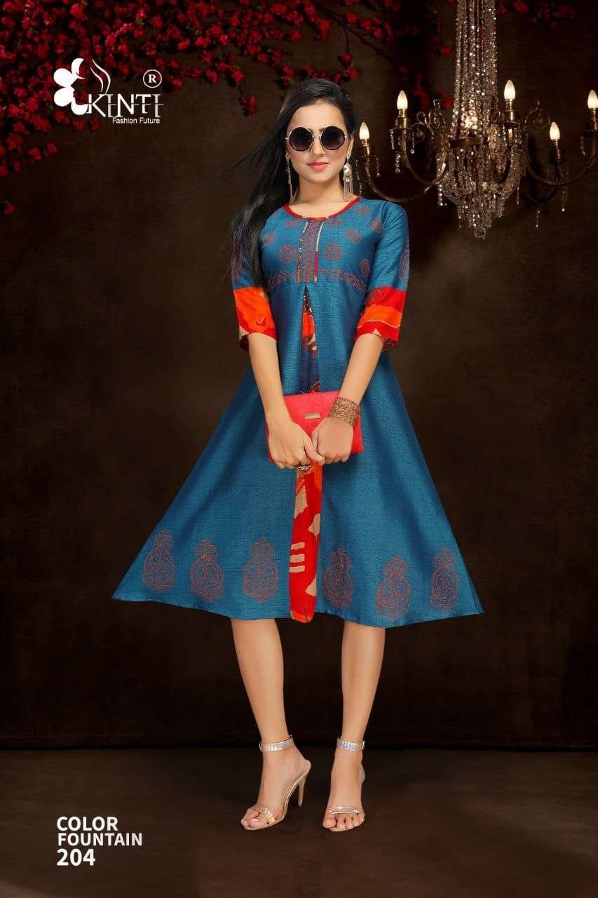 kinti color fountain vol 2 series 201-210 rayon two tone Kurtis