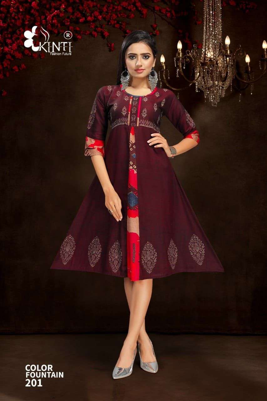 kinti color fountain vol 2 series 201-210 rayon two tone Kurtis