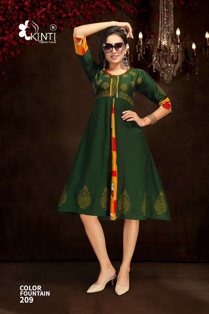 kinti color fountain vol 2 series 201-210 rayon two tone Kurtis
