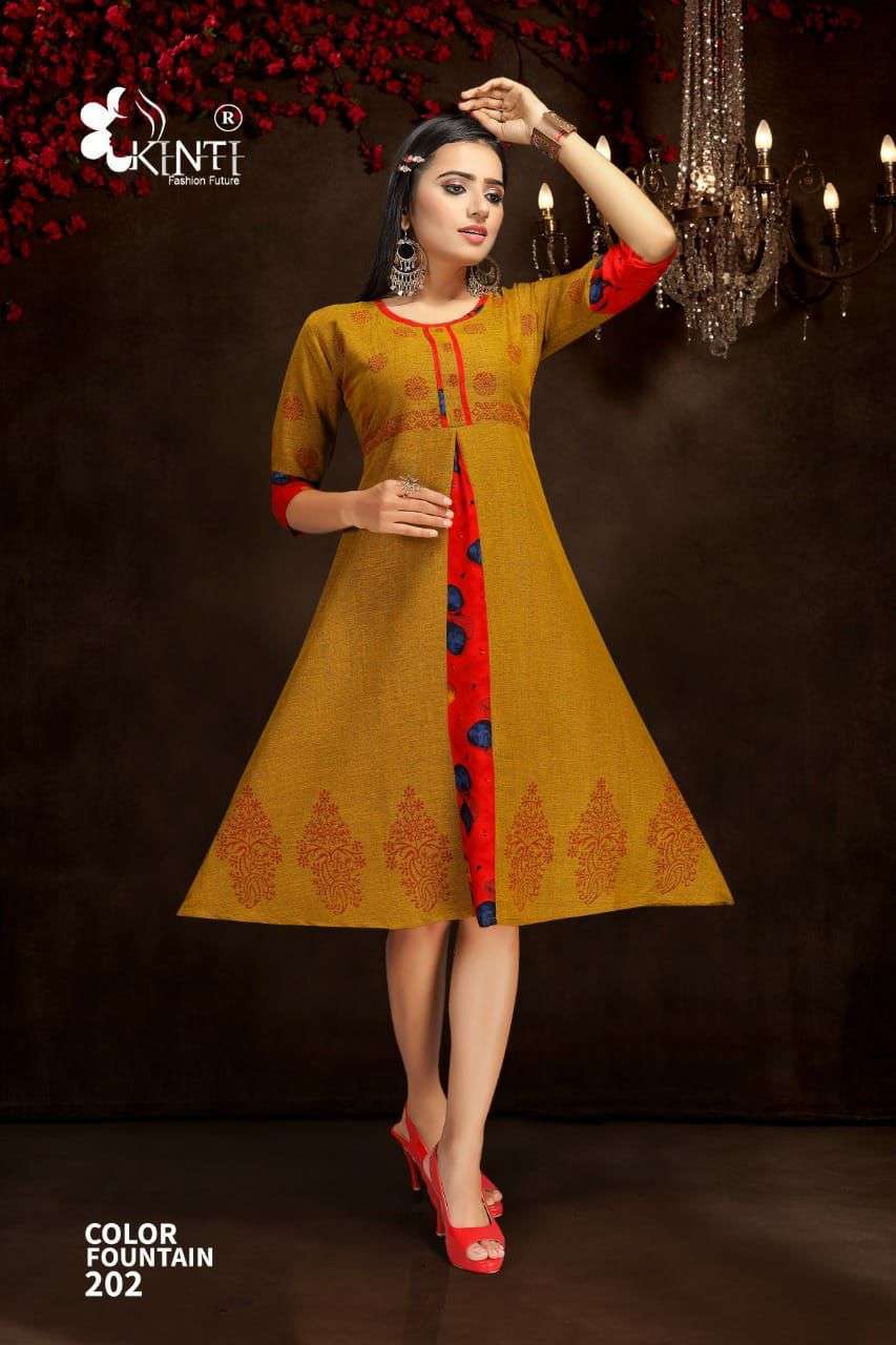 kinti color fountain vol 2 series 201-210 rayon two tone Kurtis