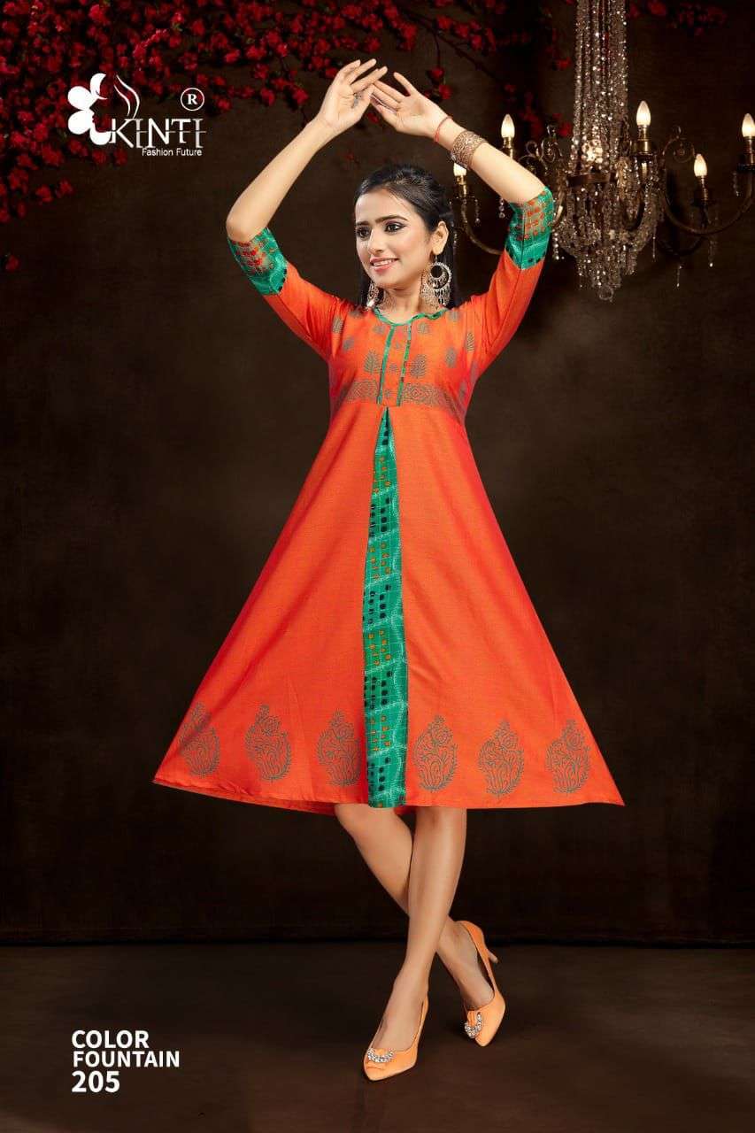 kinti color fountain vol 2 series 201-210 rayon two tone Kurtis