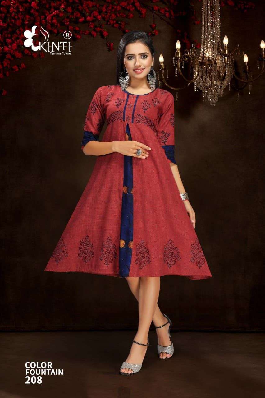 kinti color fountain vol 2 series 201-210 rayon two tone Kurtis