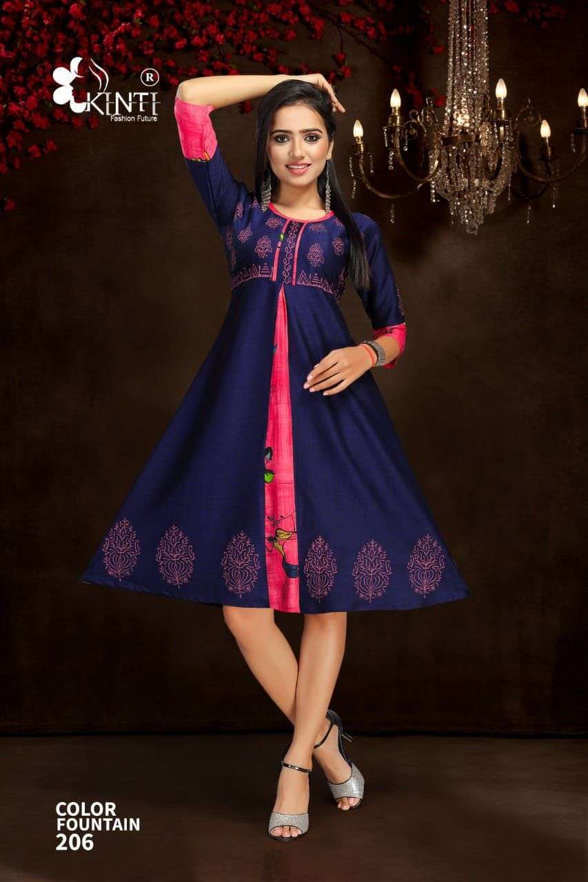 kinti color fountain vol 2 series 201-210 rayon two tone Kurtis