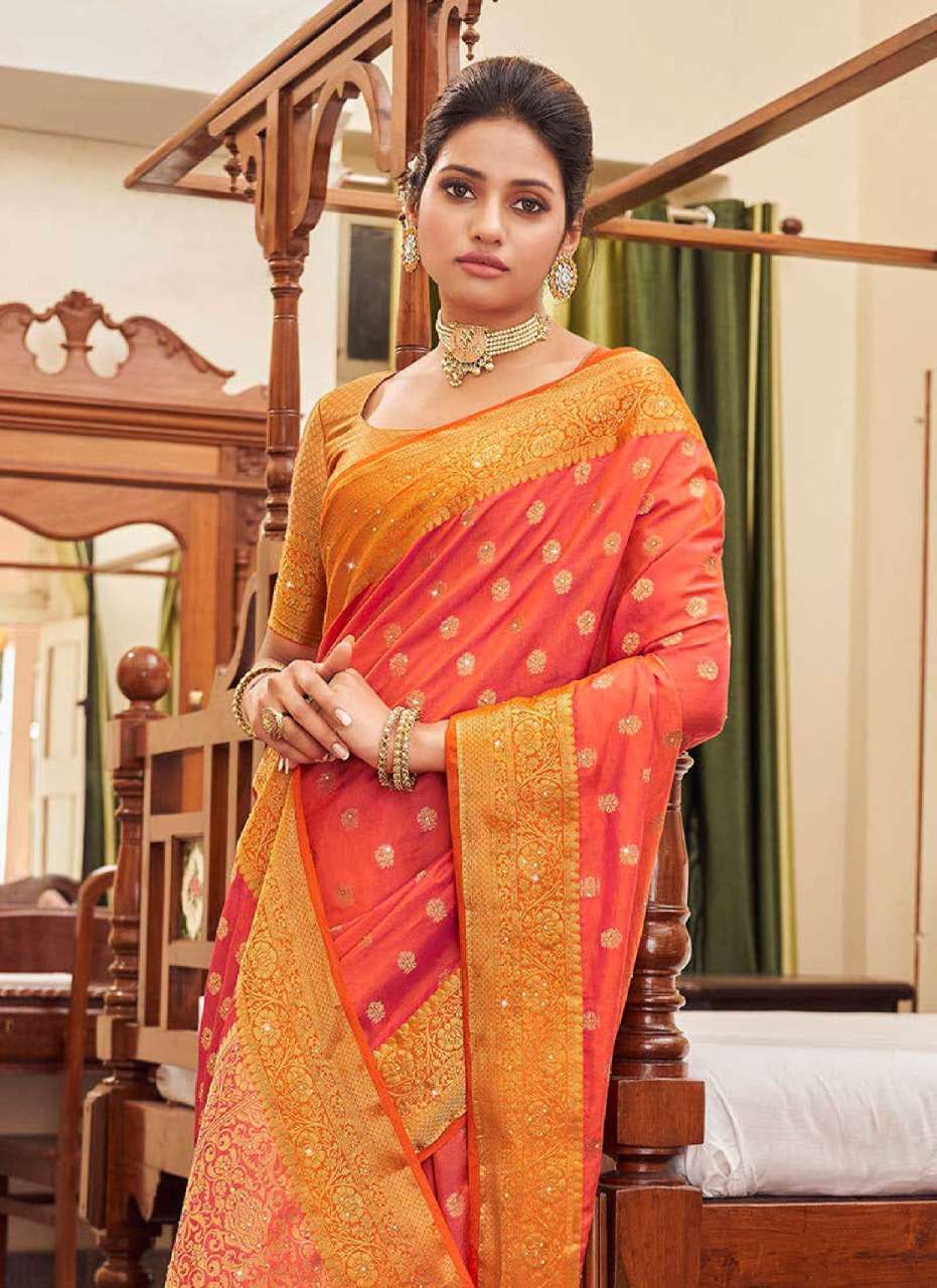 Pink Nylon Two Tone Multi Zari Handloom Weaving Silk Saree – RawaazFashion