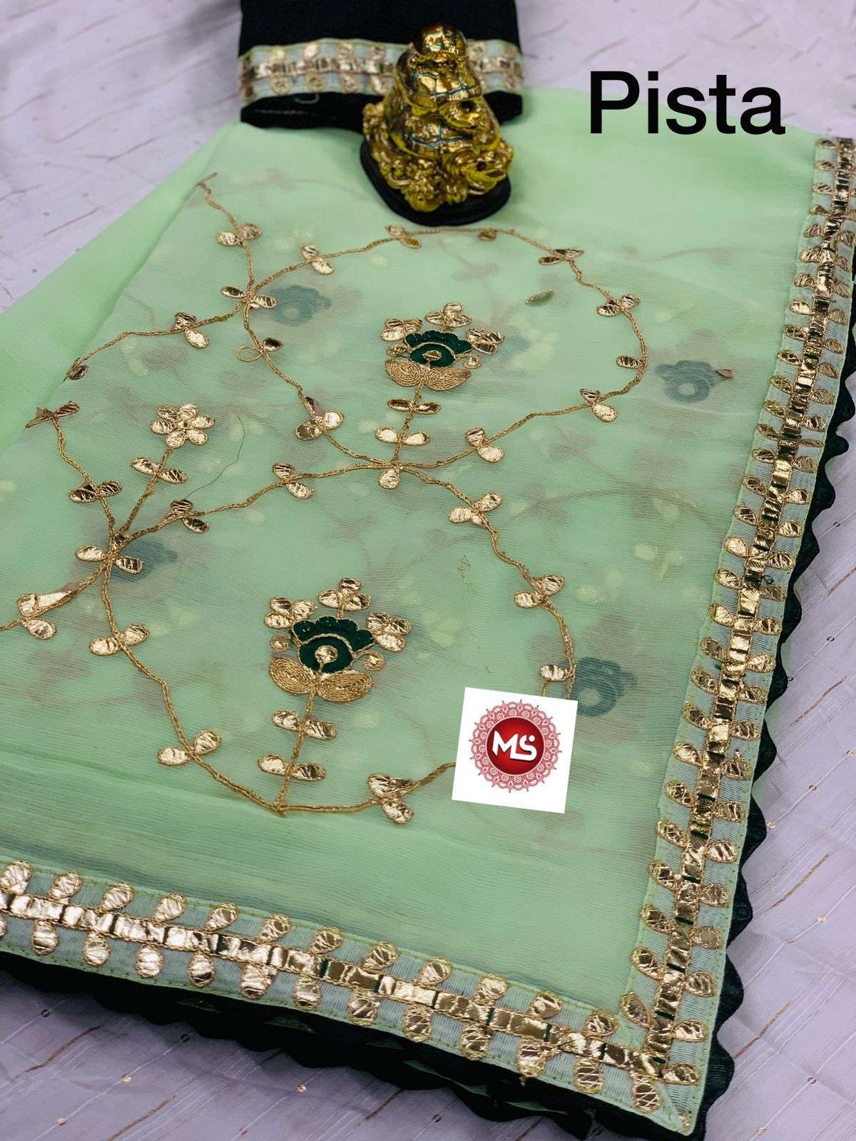MS BRAND DESIGNER CHIFFON GOTTAPARTI WORK SAREE 