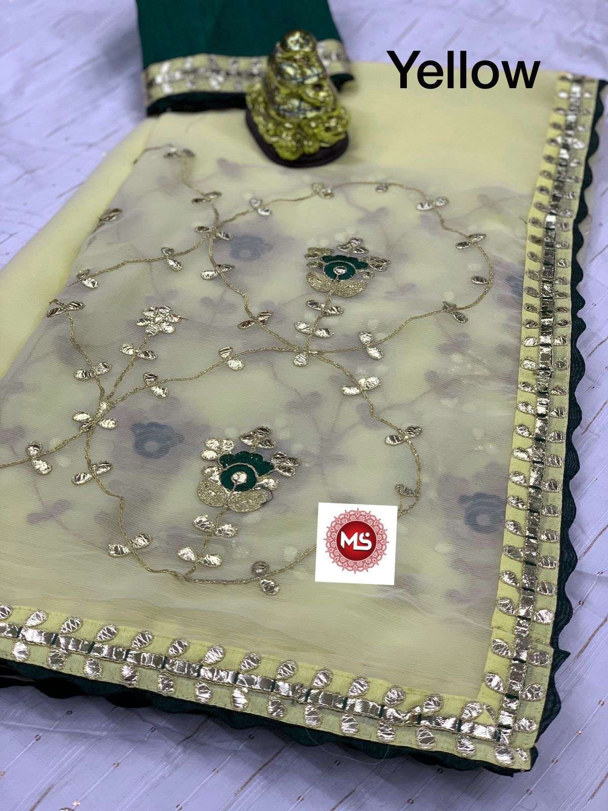 MS BRAND DESIGNER CHIFFON GOTTAPARTI WORK SAREE 