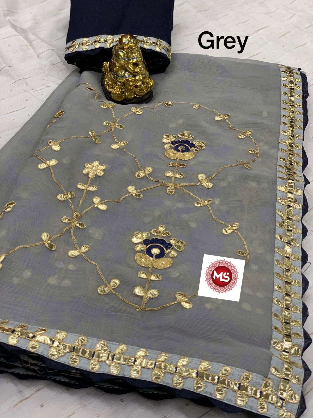 MS BRAND DESIGNER CHIFFON GOTTAPARTI WORK SAREE 