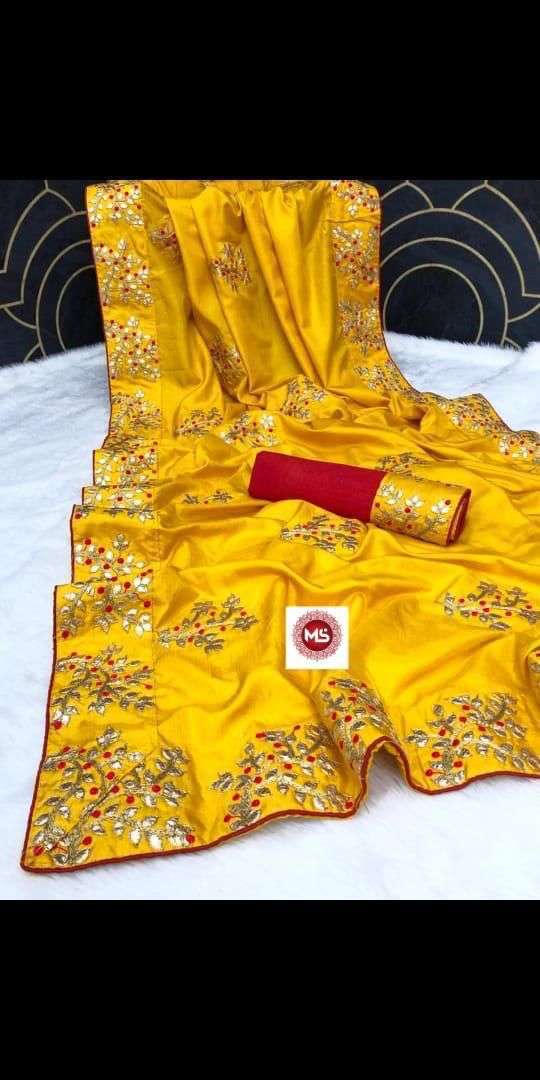 MS BRAND SAREE DESIGNER DOLA SILK GOTTA BORDER SAREE 