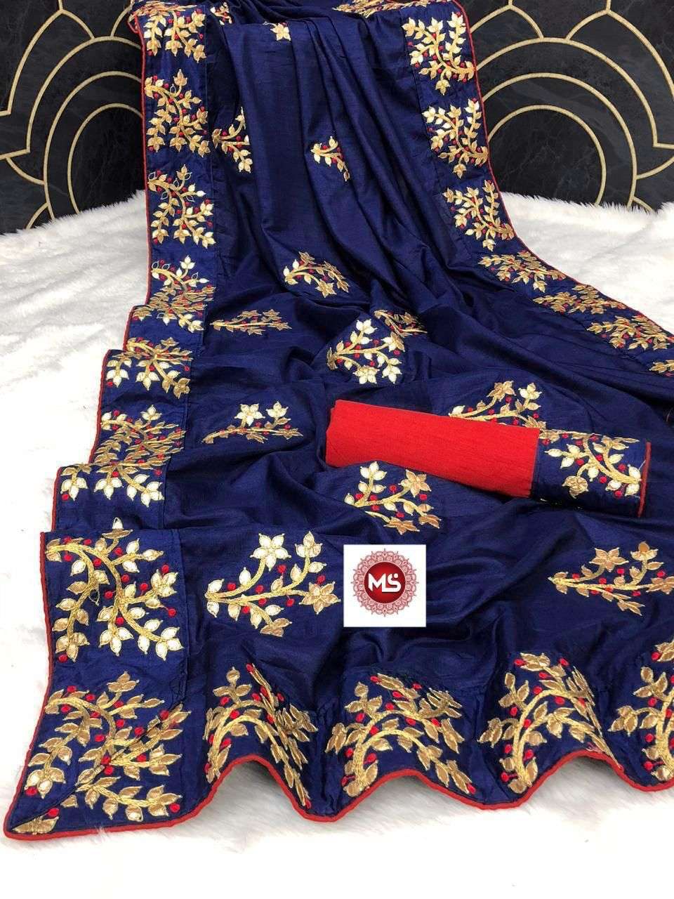 MS BRAND SAREE DESIGNER DOLA SILK GOTTA BORDER SAREE 