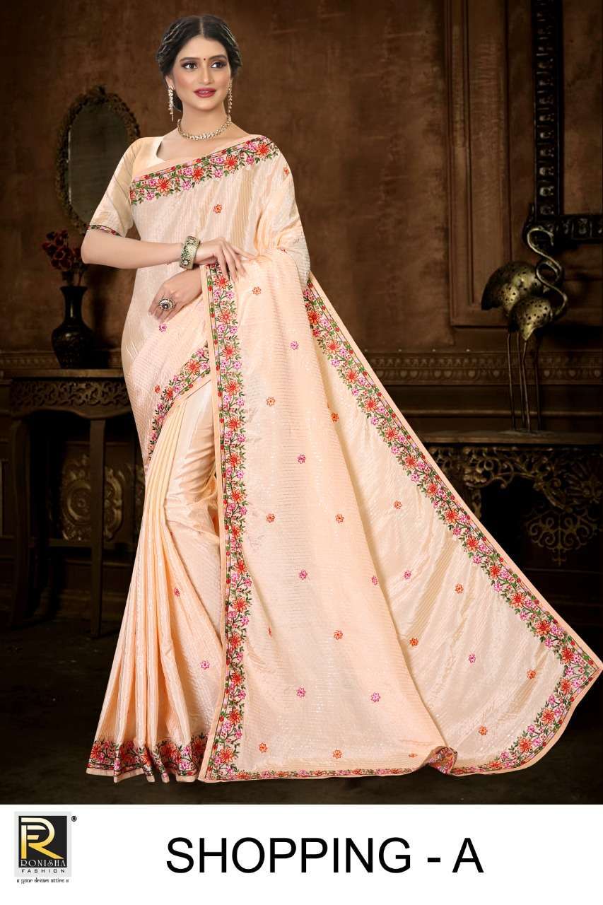 ranjna saree shopping crape silk thread work saree collection