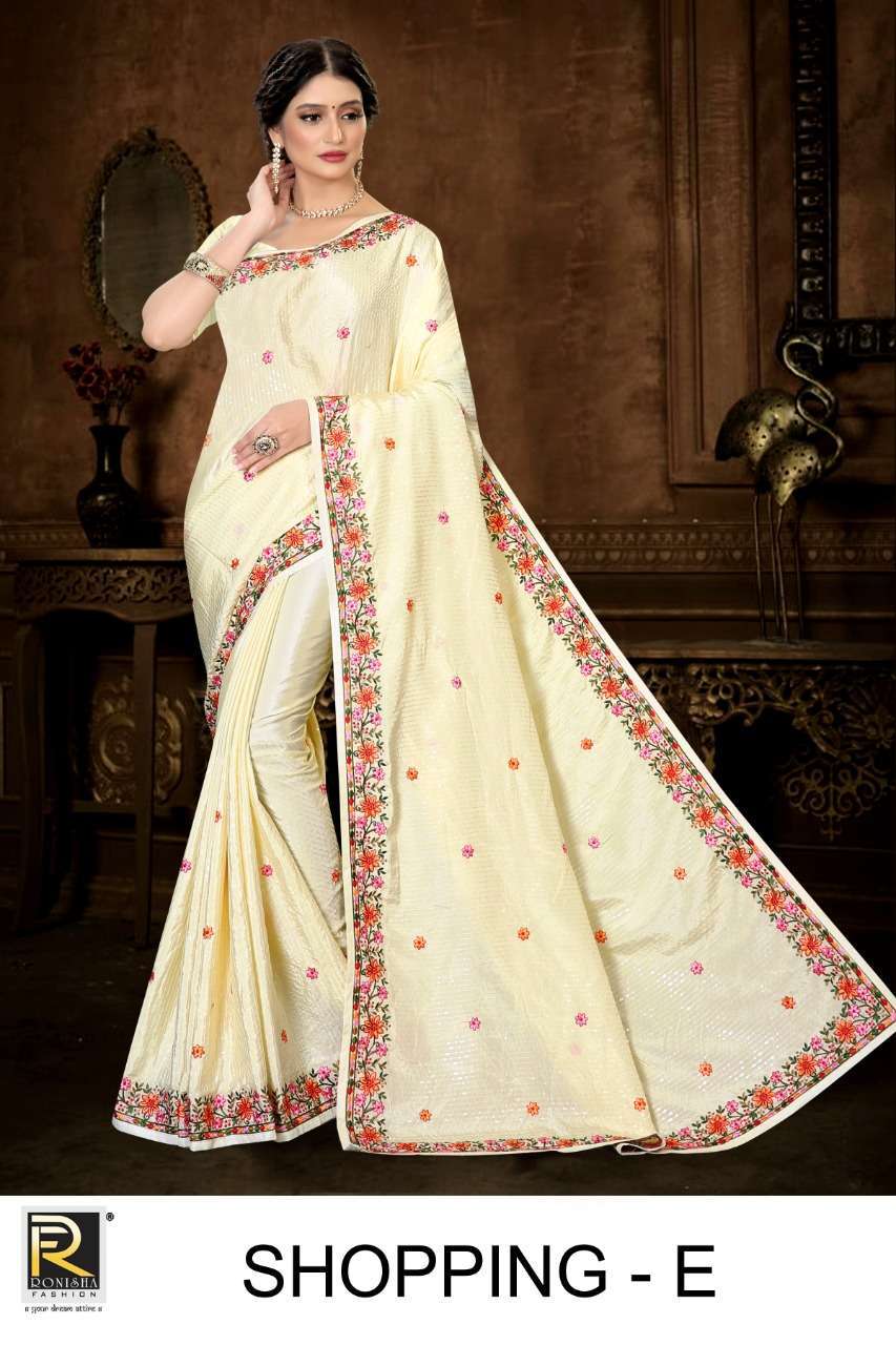 ranjna saree shopping crape silk thread work saree collection
