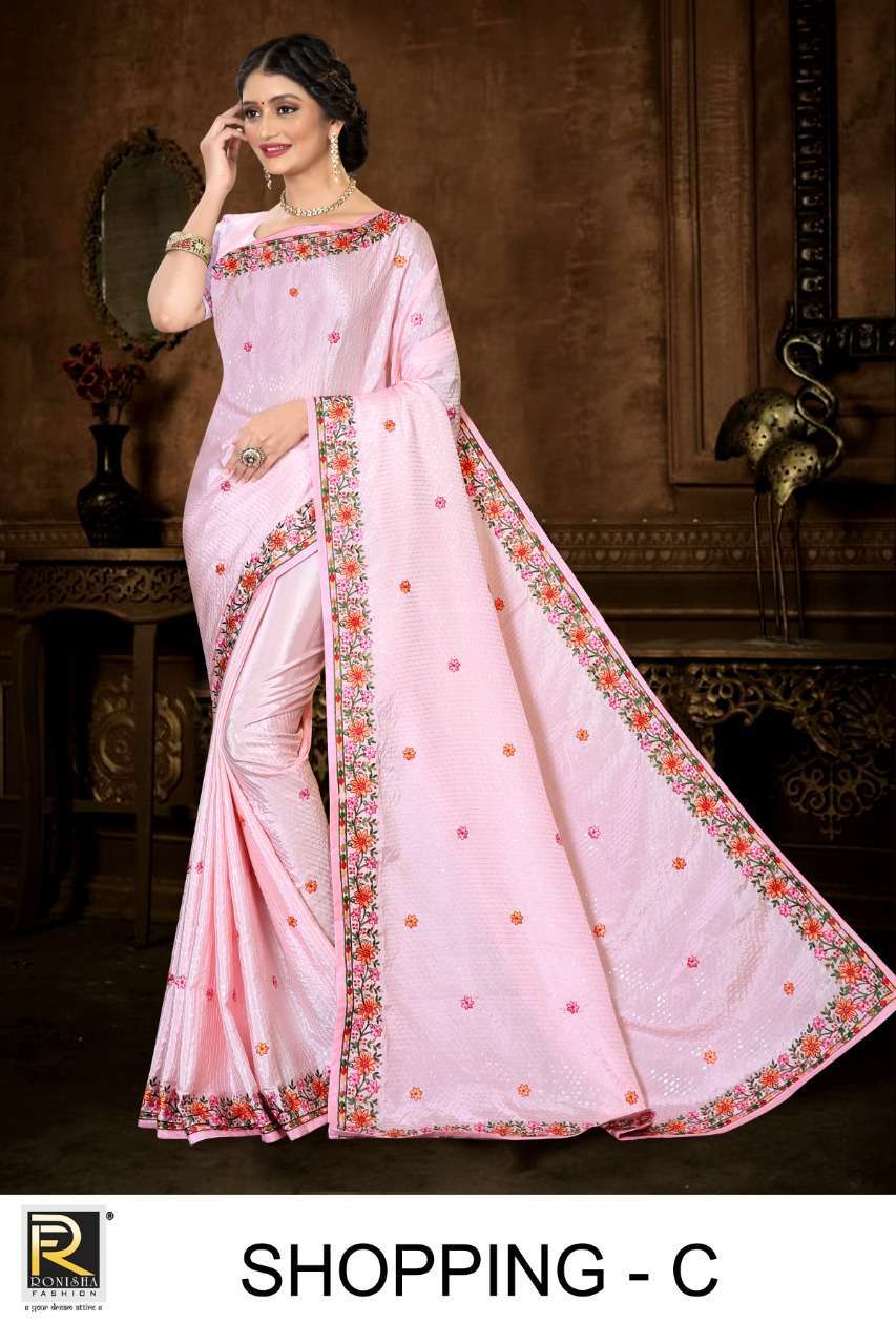 ranjna saree shopping crape silk thread work saree collection