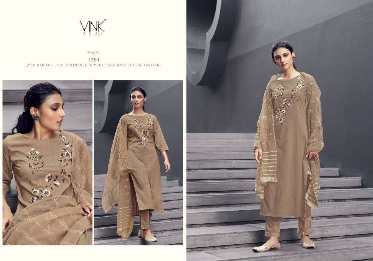 vink victoria series 1291-1296 applique organza handwork silk suit 