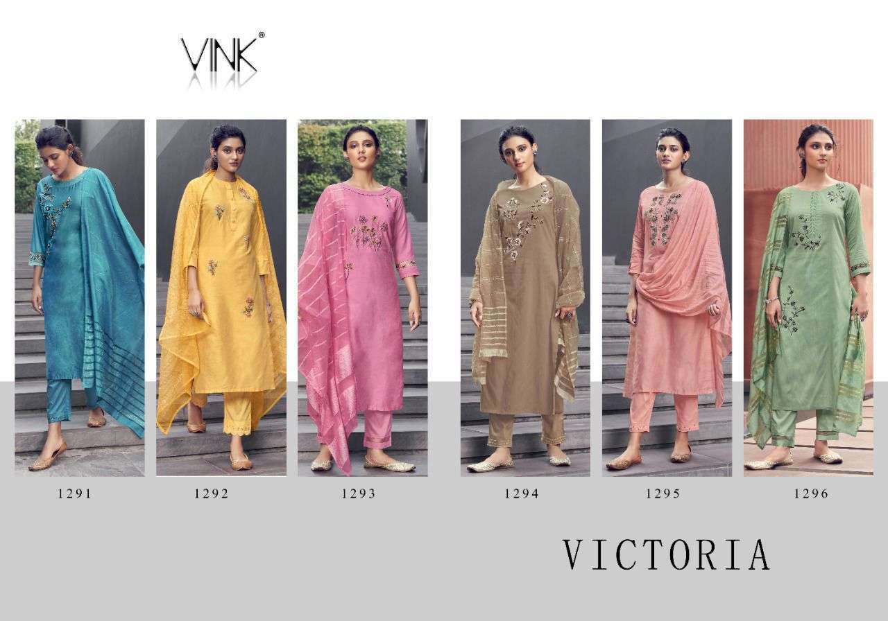 vink victoria series 1291-1296 applique organza handwork silk suit 