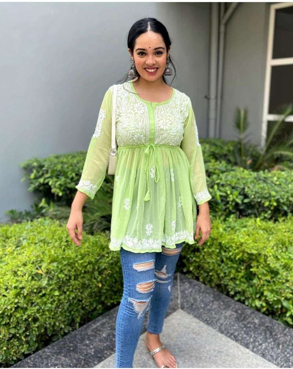 X-LADY BEAUTIFUL 9 COLORS DESIGNER FAUX GEORGETTE SHORT KURTI STYLE TOP
