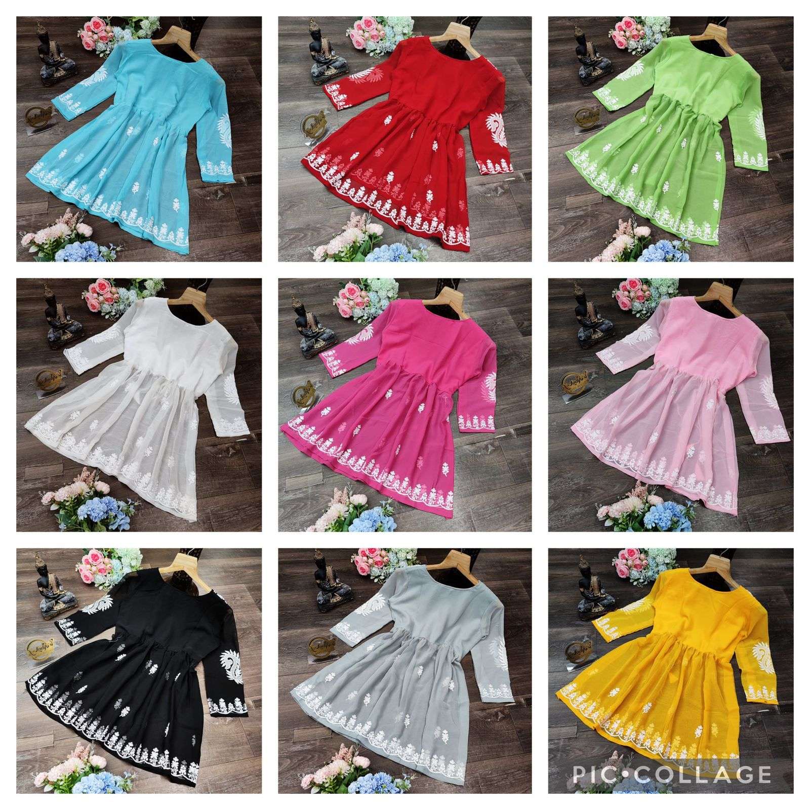 X-LADY BEAUTIFUL 9 COLORS DESIGNER FAUX GEORGETTE SHORT KURTI STYLE TOP