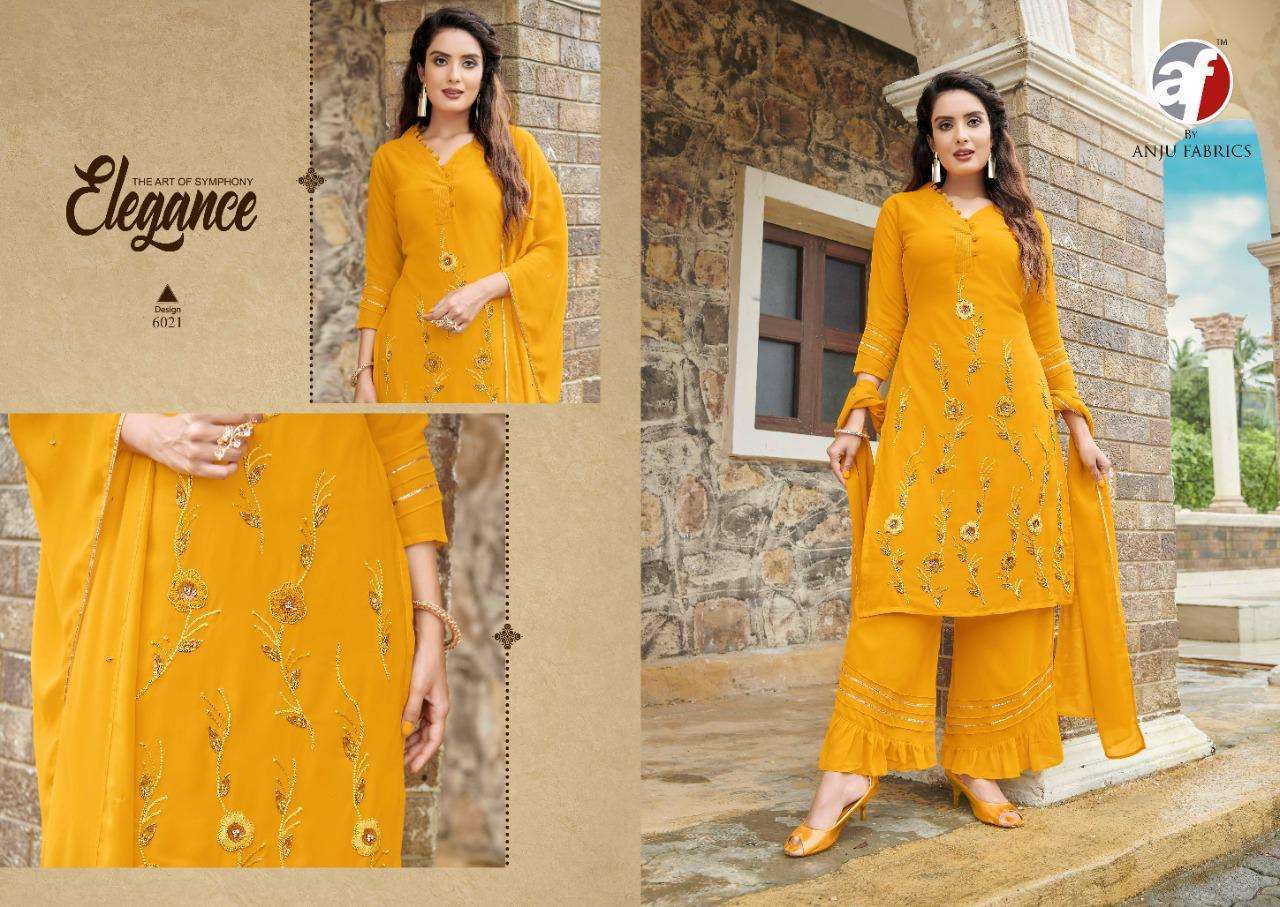 anju fab sorted series 6021-6025 heavu faux georgette suit