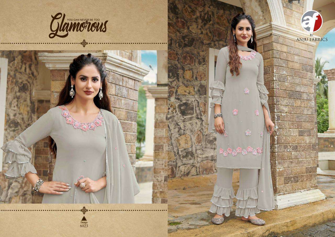 anju fab sorted series 6021-6025 heavu faux georgette suit