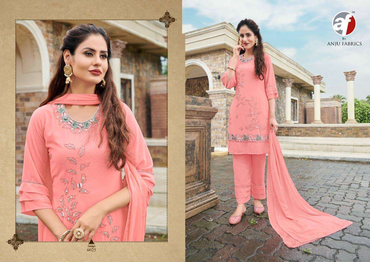anju fab sorted series 6021-6025 heavu faux georgette suit
