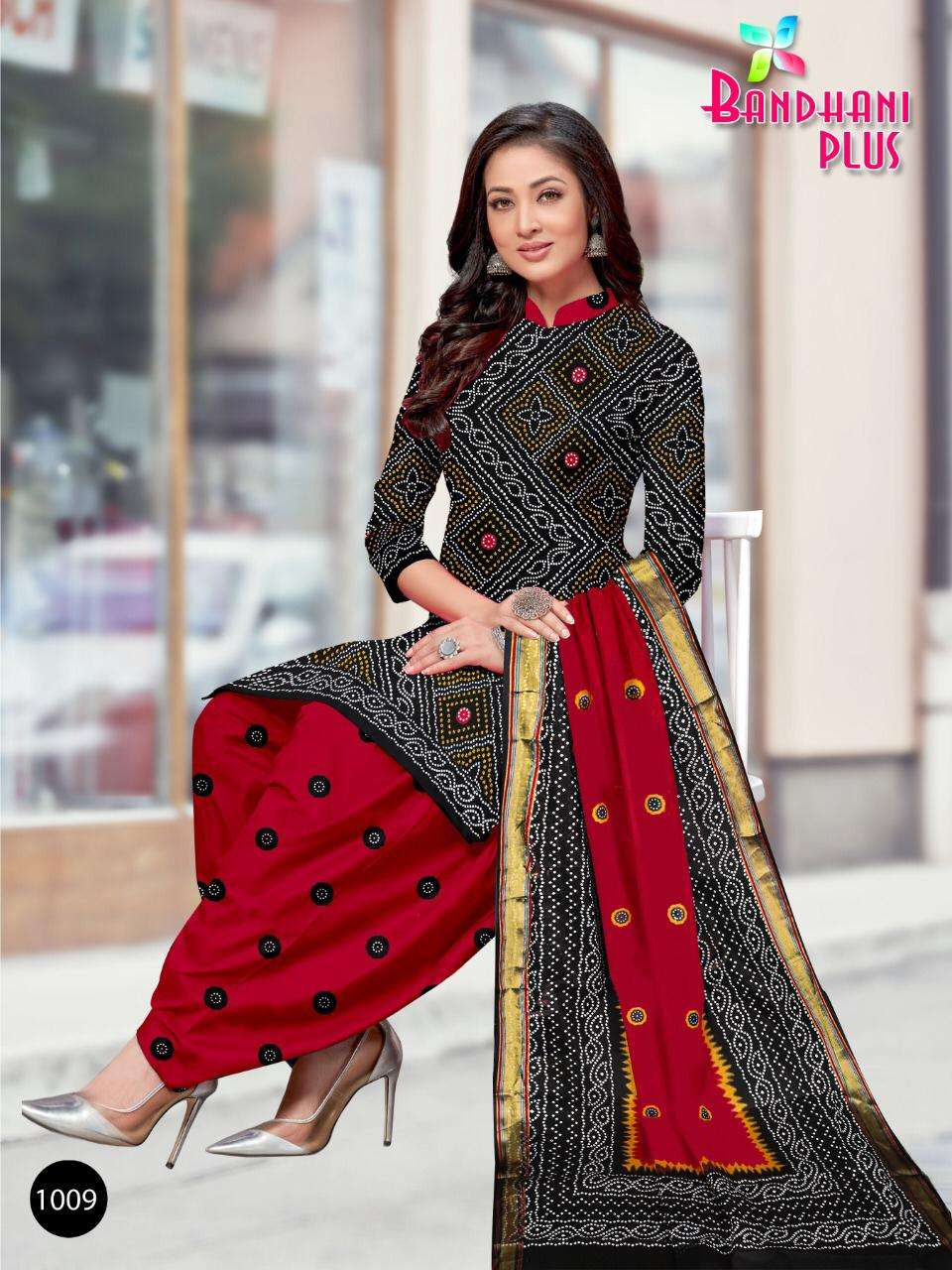 Alia Red Bandhani Embroidered Suit – Demzudress