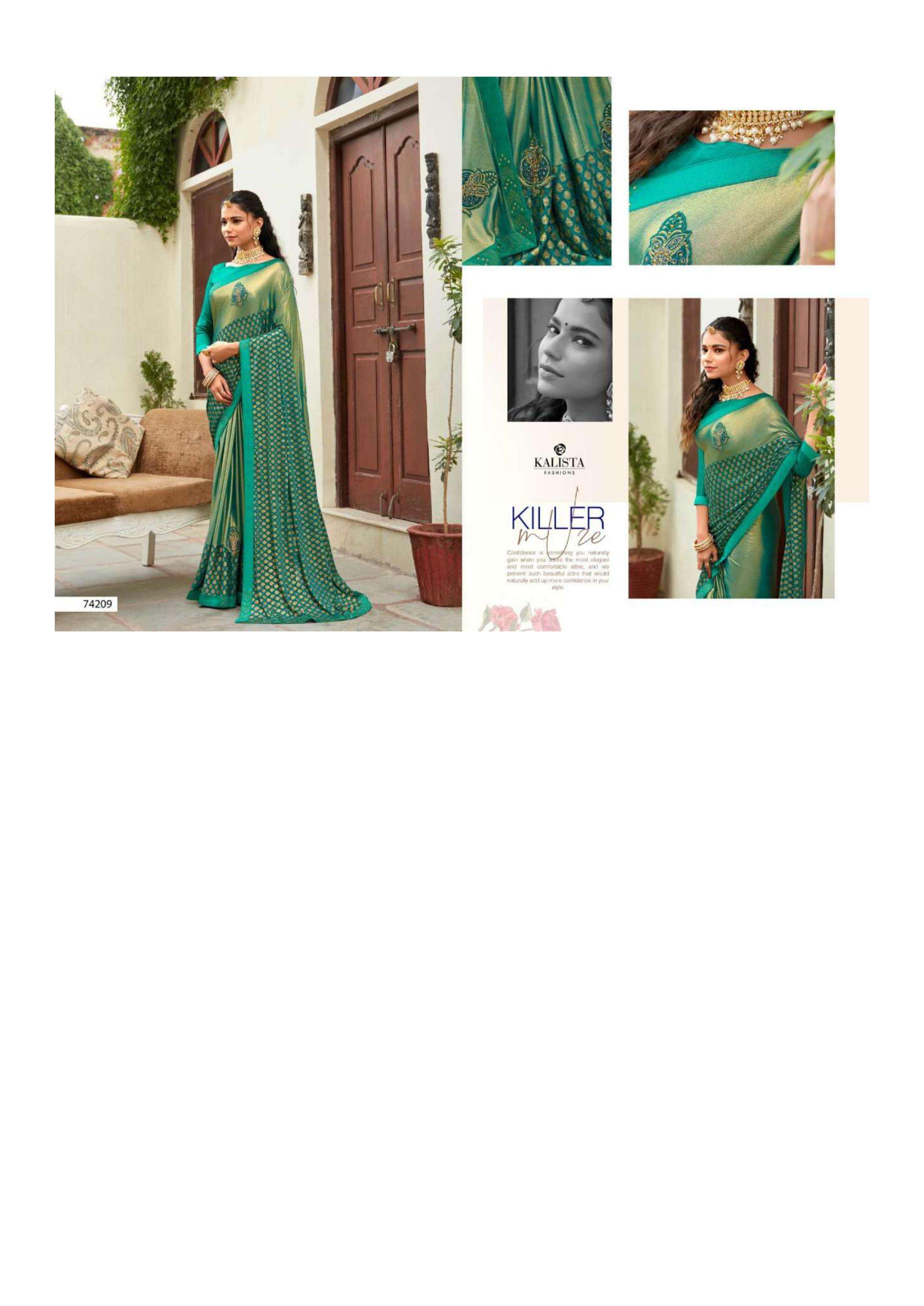 kalista cadbury vol 2 series 74207-74212 Heavy export quality Lycra with Foil saree