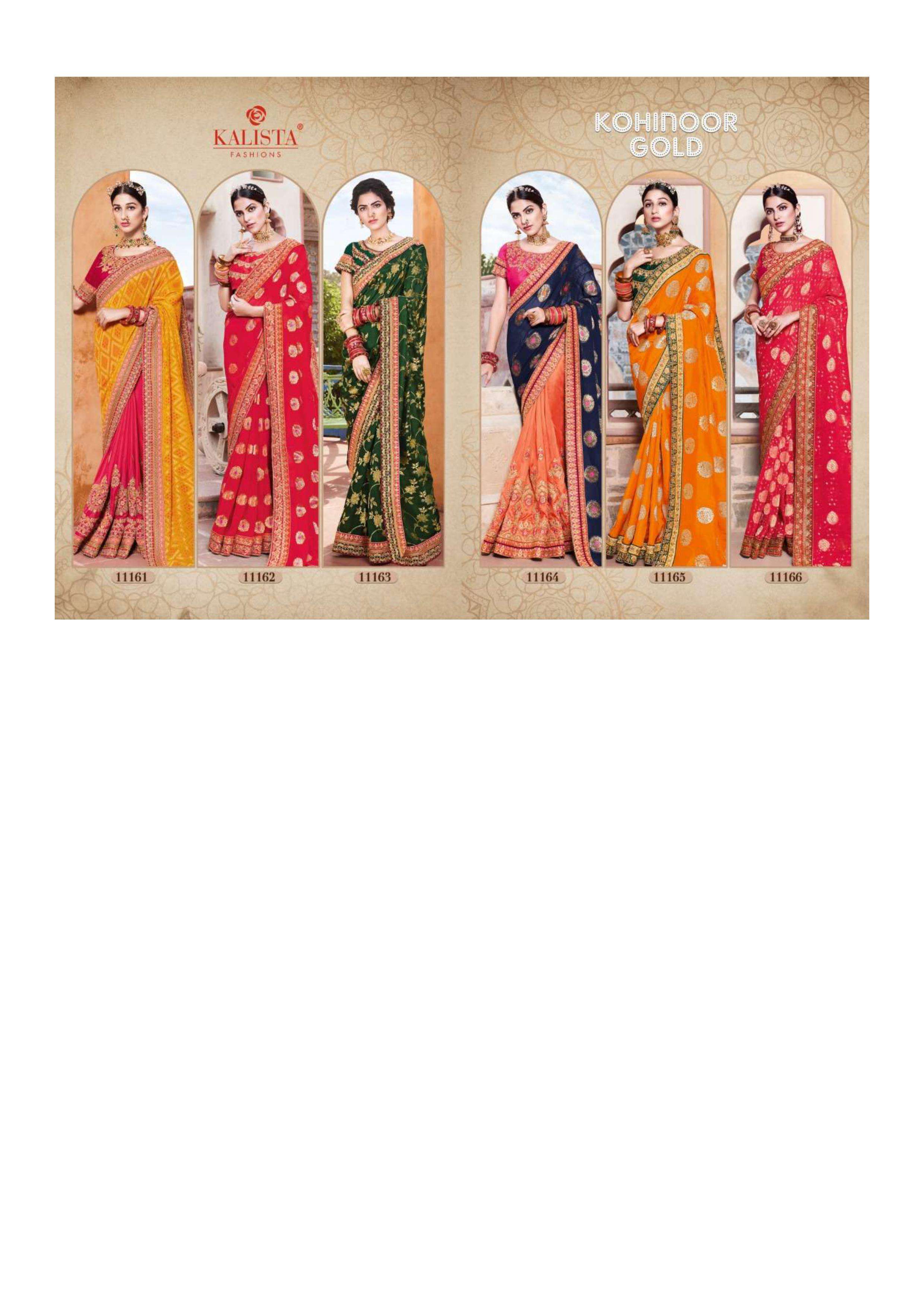 kalista kohinoor gold series 11161-111 Heavy imported fabric saree