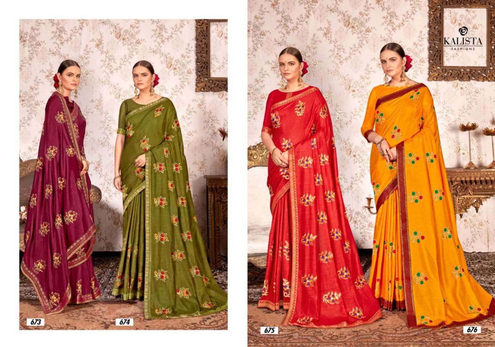 kalista rio series 671-678 vichitra with full work and lace saree