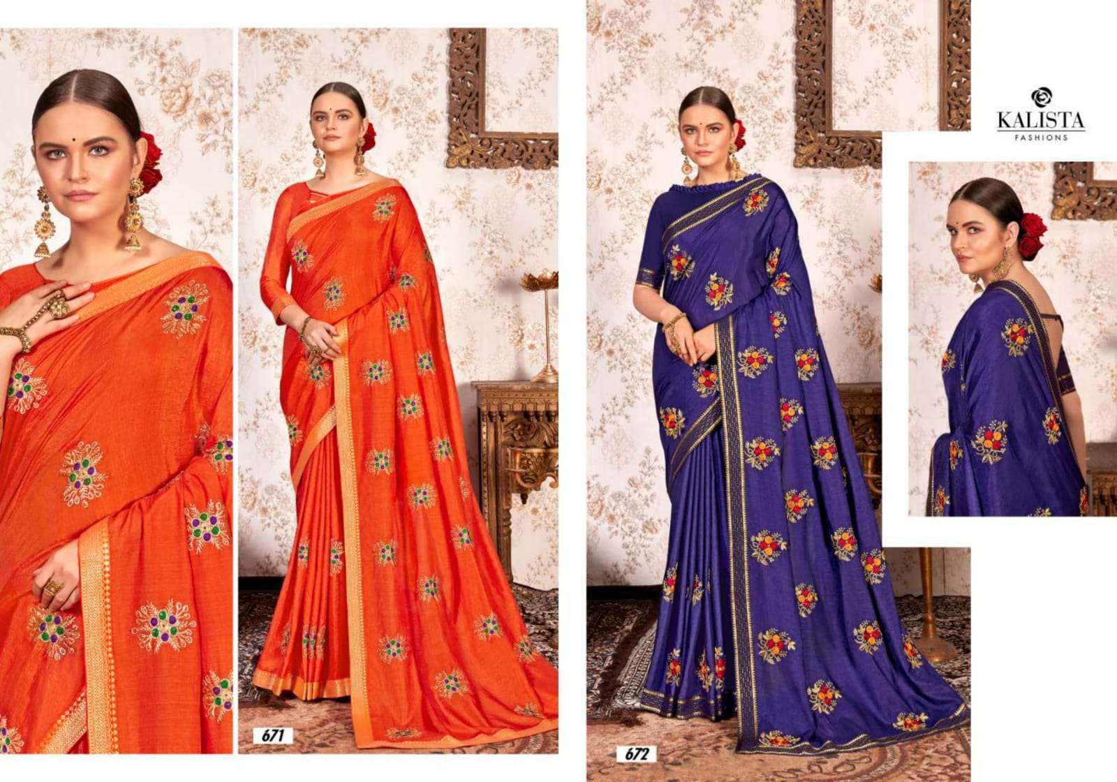 kalista rio series 671-678 vichitra with full work and lace saree