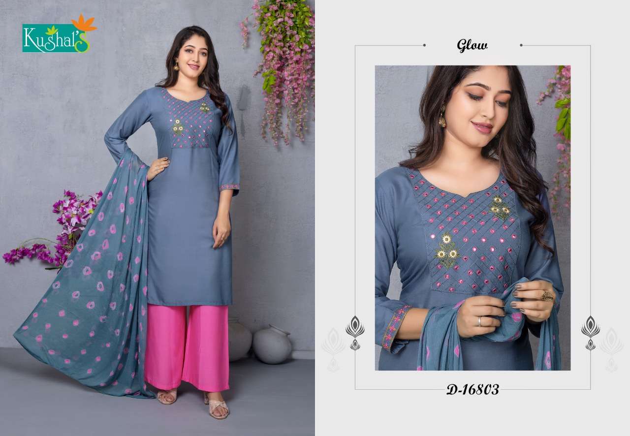 kushal sanorita 16801-16810 Rayon Mirror Embroidery Work suit