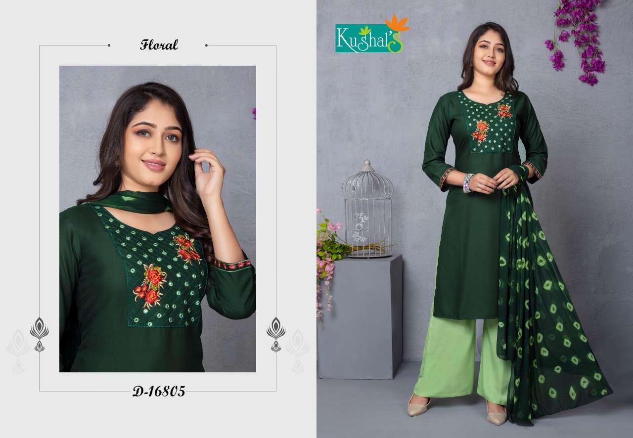 kushal sanorita 16801-16810 Rayon Mirror Embroidery Work suit