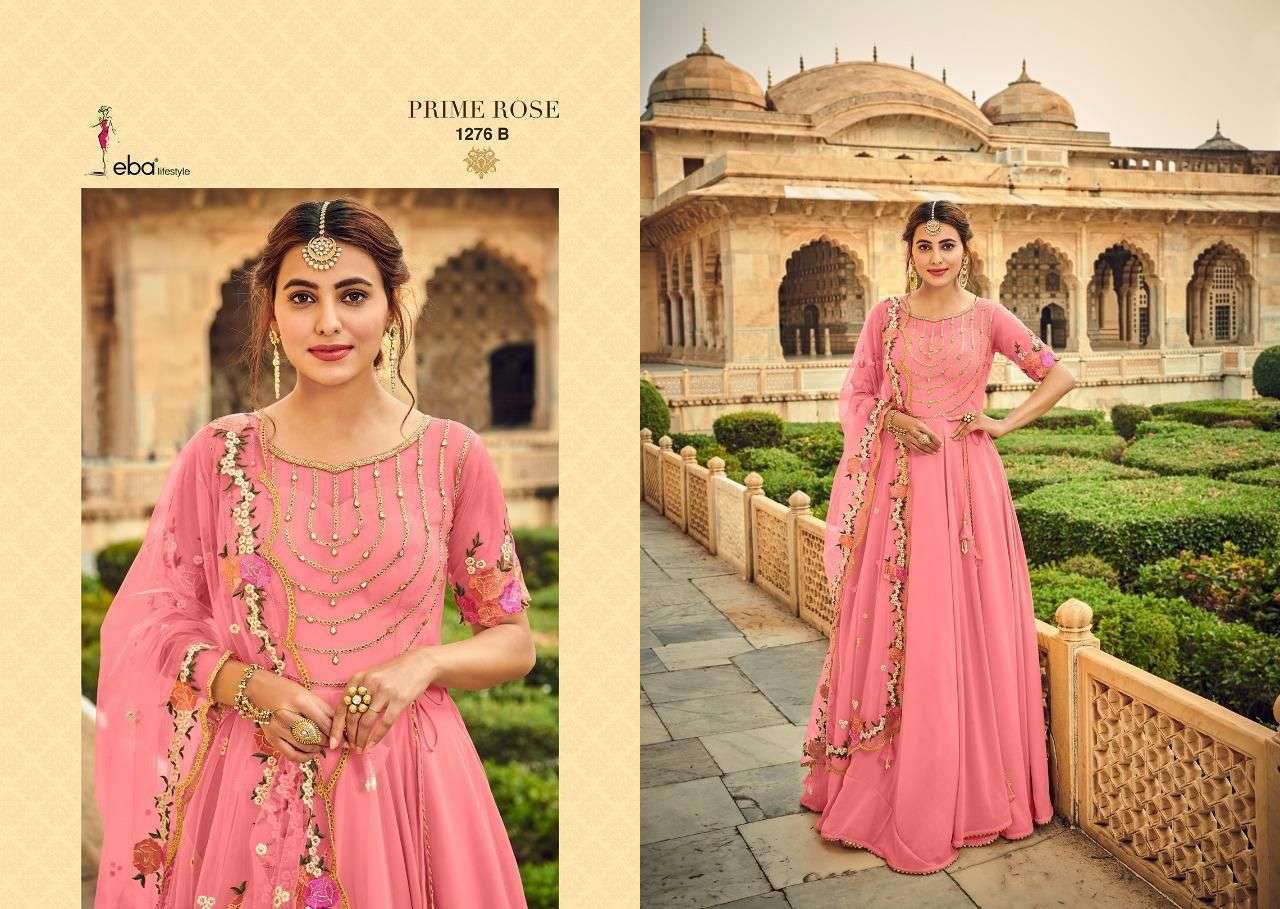 EBA PRIME ROSE COLOR EDISON VOL-2 DESIGNER PURE GEORGETTE SUIT 